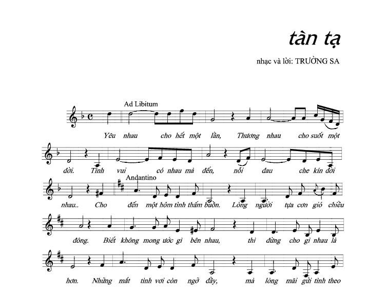 Sheet nhạc Tàn Tạ